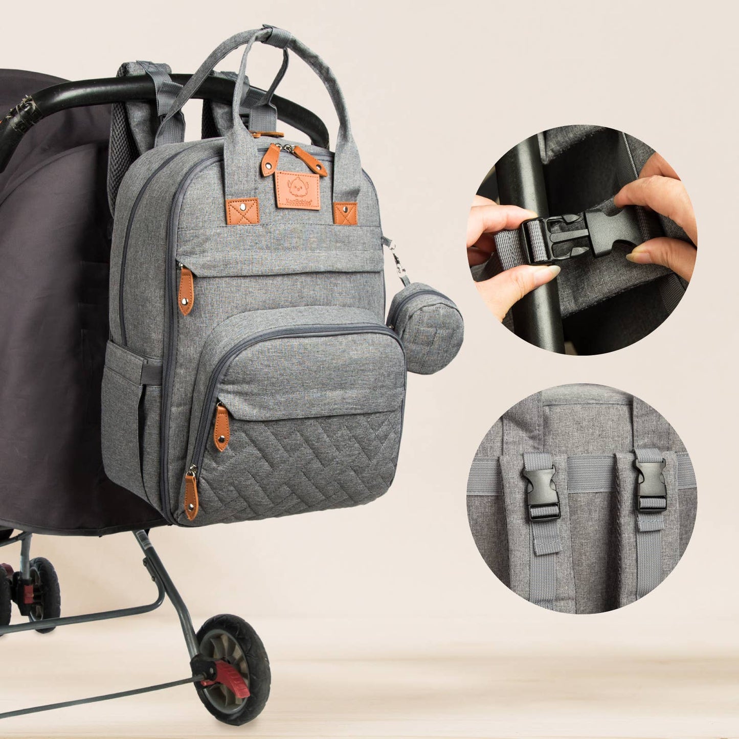 KeaBabies Rove Diaper Backpack (Classic Gray)