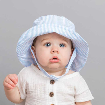 Light Blue Stripe Seersucker Bucket Hat Baby & Toddler