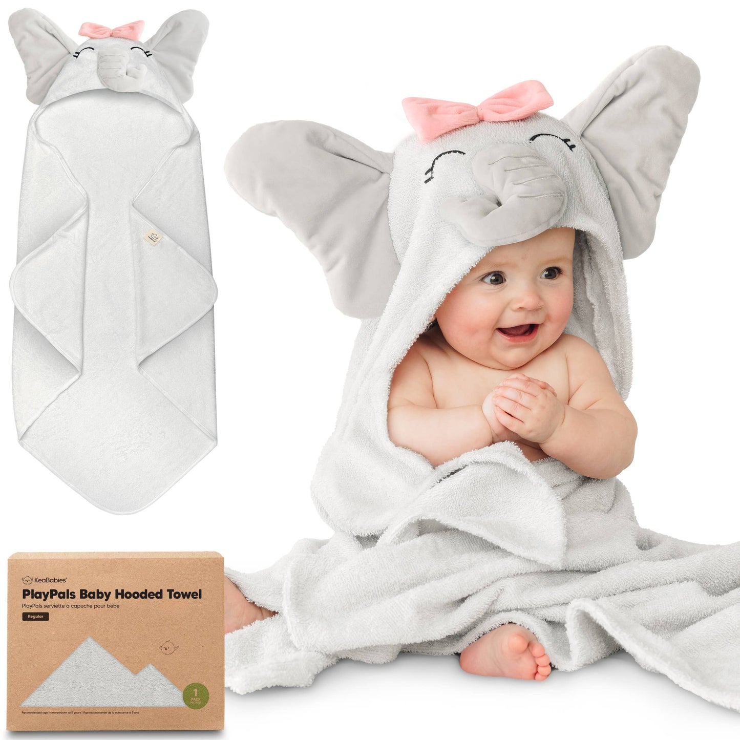 Playpals Hooded Baby Bath Towels for Newborn-Ella