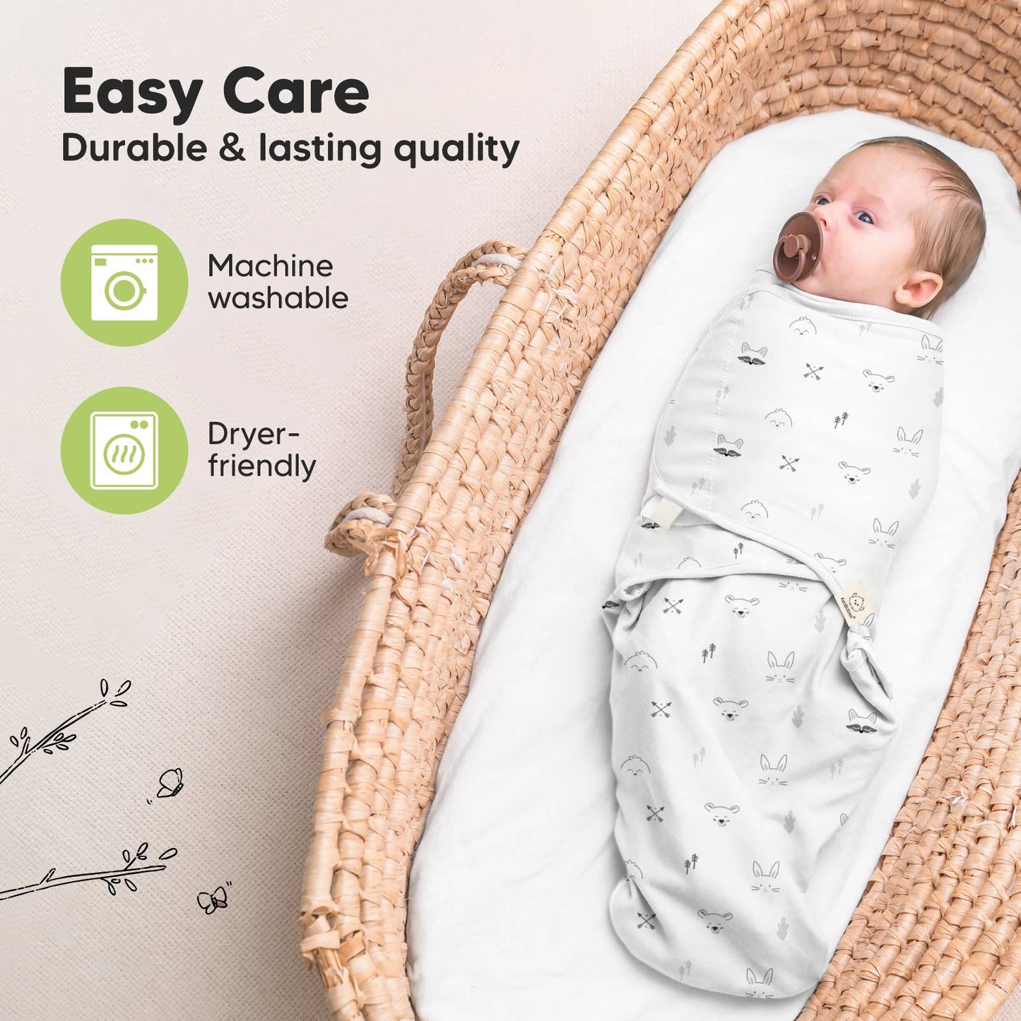 3pk Soothe Baby Swaddles Nordic, Sleep Sack for Newborns