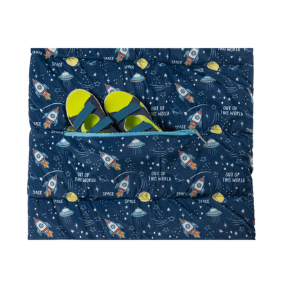 Packable Kid's Space & Rockets Sleeping Bag with Backpack