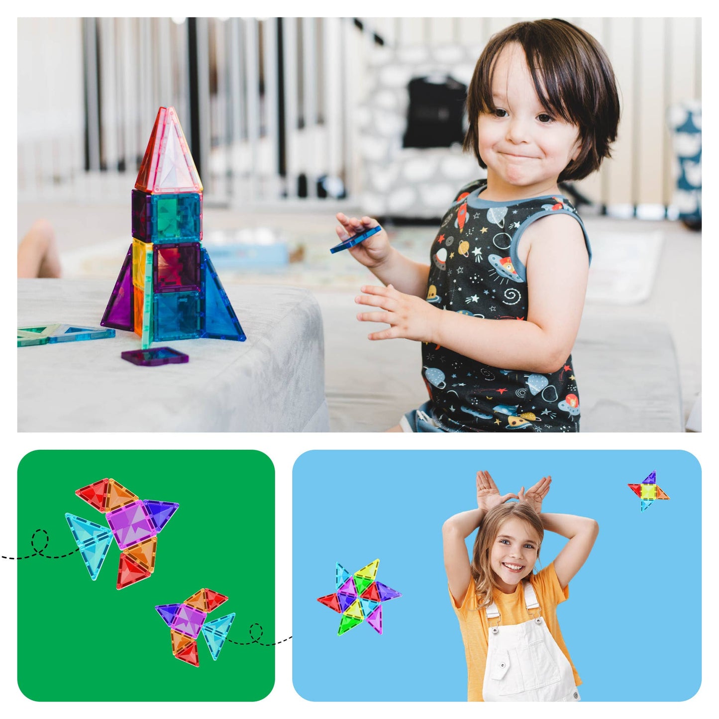 PicassoTiles 60pc Travel Size Magnetic Tile Building Set