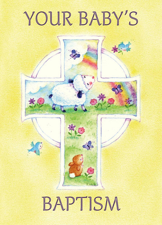 Lamb in Cross - Faith Baby Congratulations Card