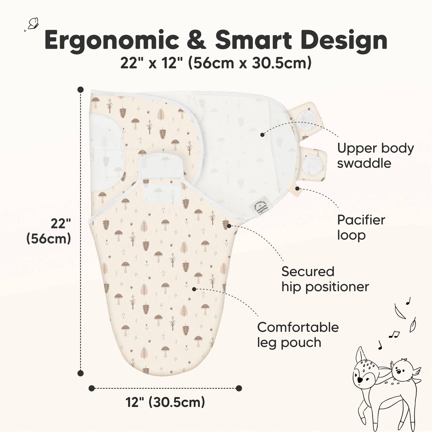 3pk Soothe Baby Swaddles, Sleep Sack for Newborns-Nibbles/Bruce
