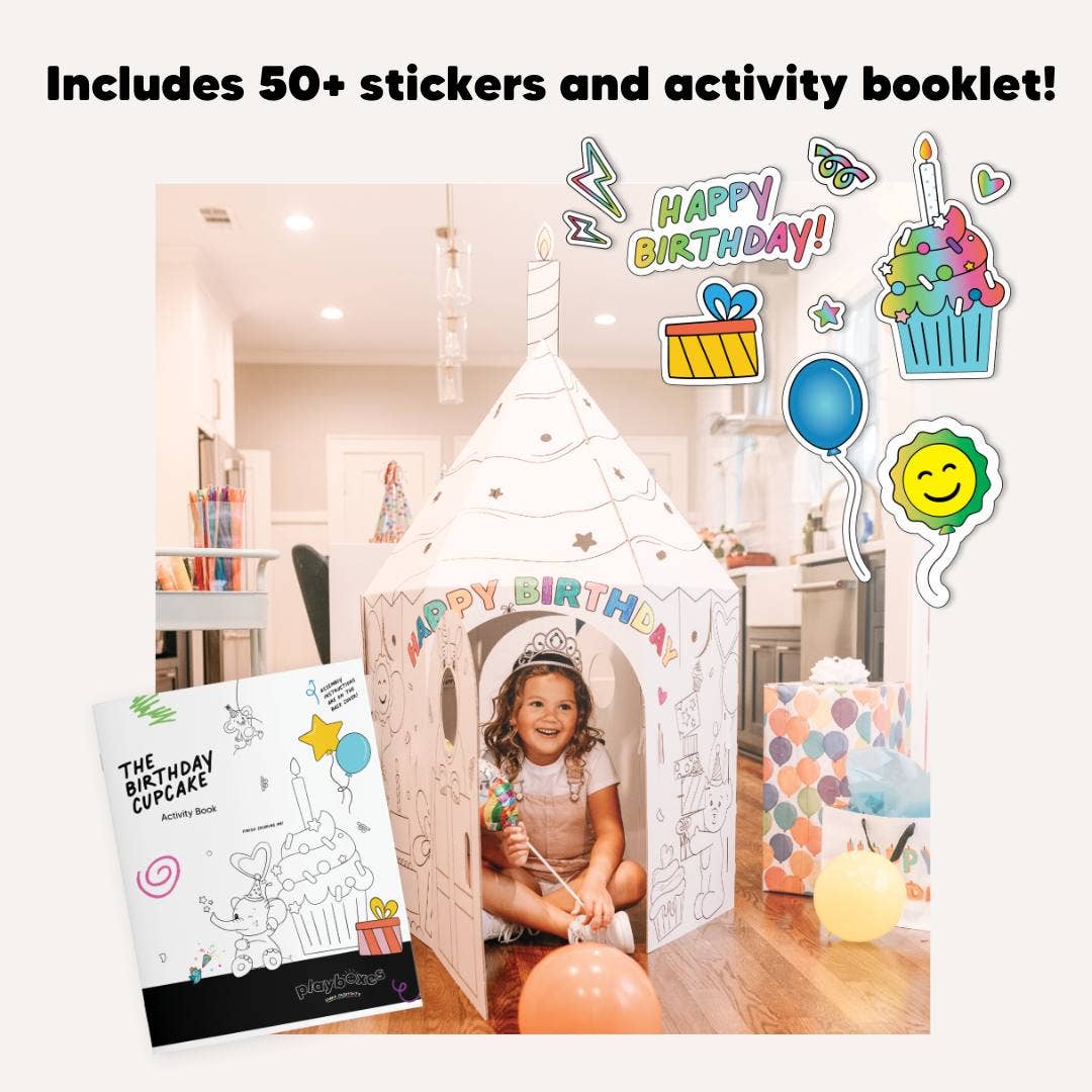 Birthday Cupcake Coloring Cardboard Playhouse Toy for Kids