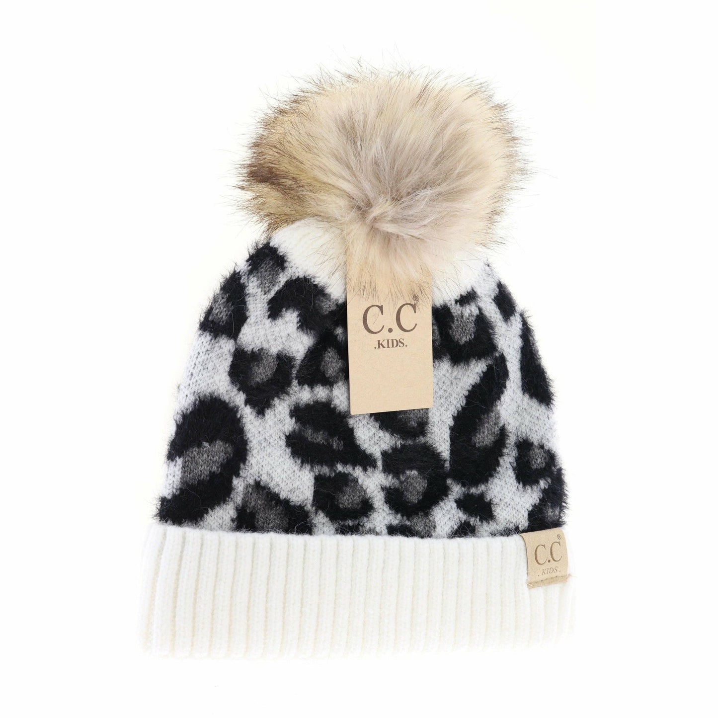 Kids Leopard Pom C.C Beanie for Children