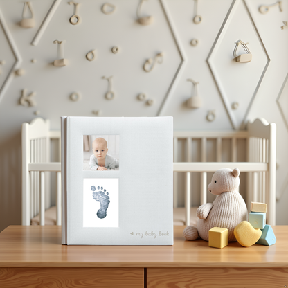 Linen Memory Babybook and Ink Pad, Gray