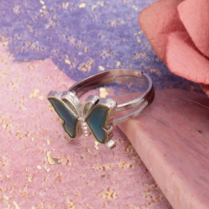 Retro Vibes Silver Butterfly Mood Ring