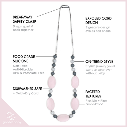 Emma Teething Necklace - Pink Quartz Multi