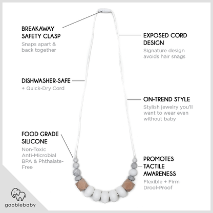 Harper Teething Necklace - White/Marble