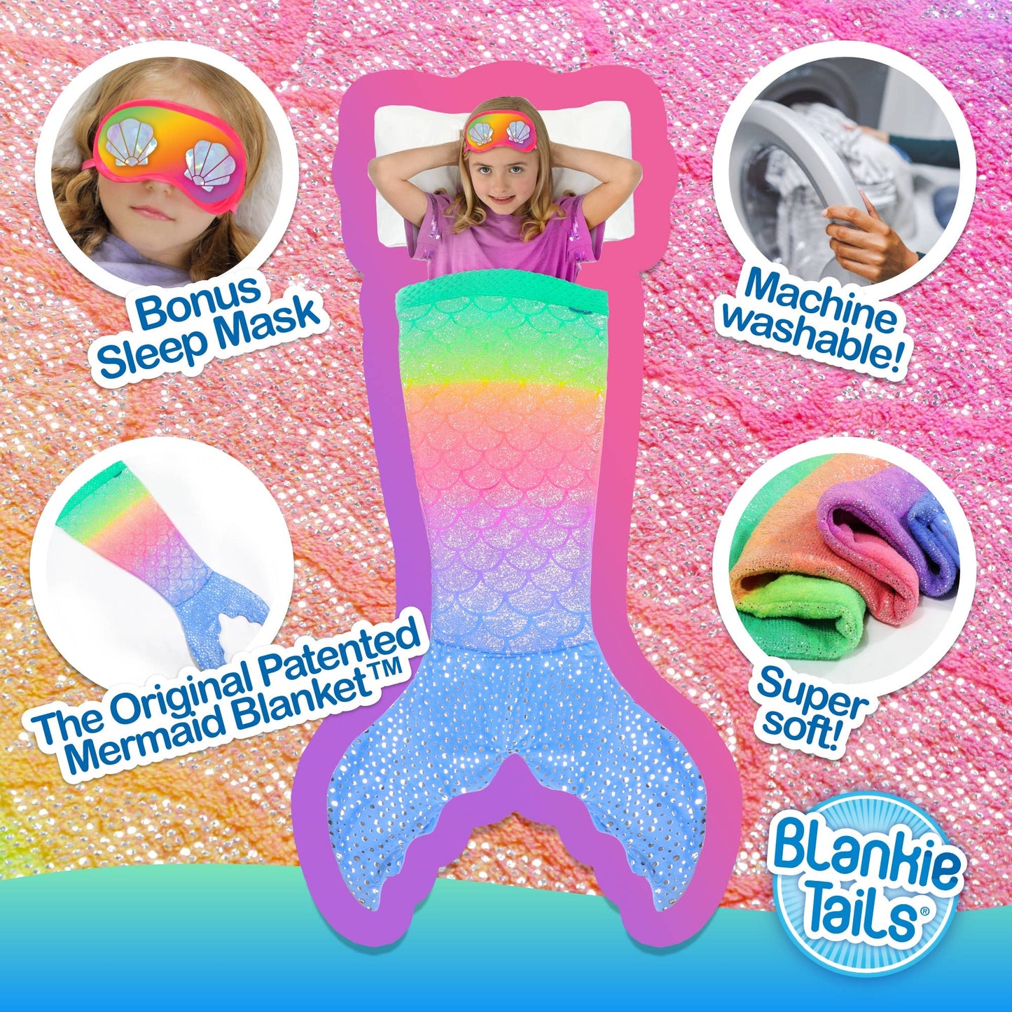 Blankie Tails Glittertail Rainbow Mermaid