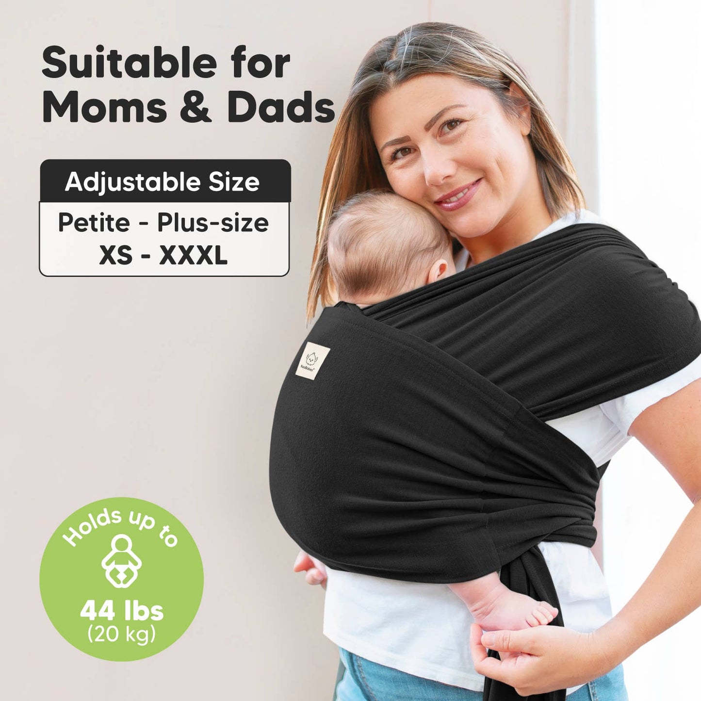 KeaBabies D-Lite Wrap Carrier (Trendy Black)