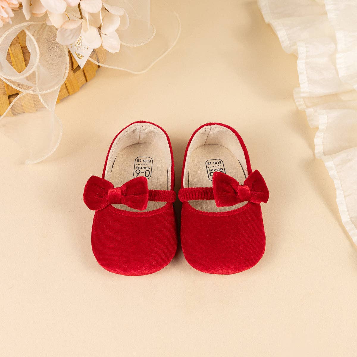Red Velvety Baby Shoes