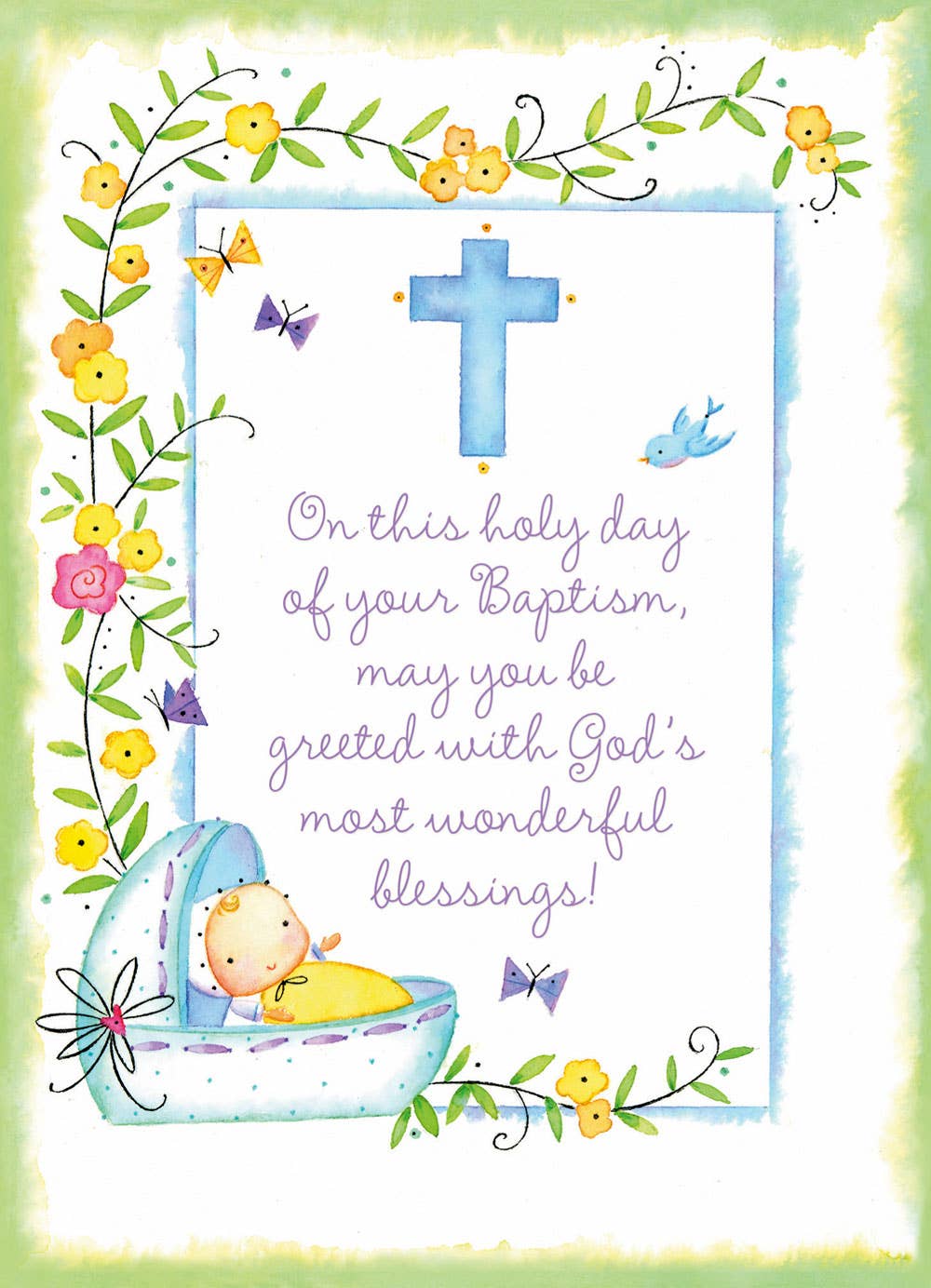 Baby in Basket - Faith Baby Congratulations Card