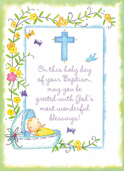 Baby in Basket - Faith Baby Congratulations Card