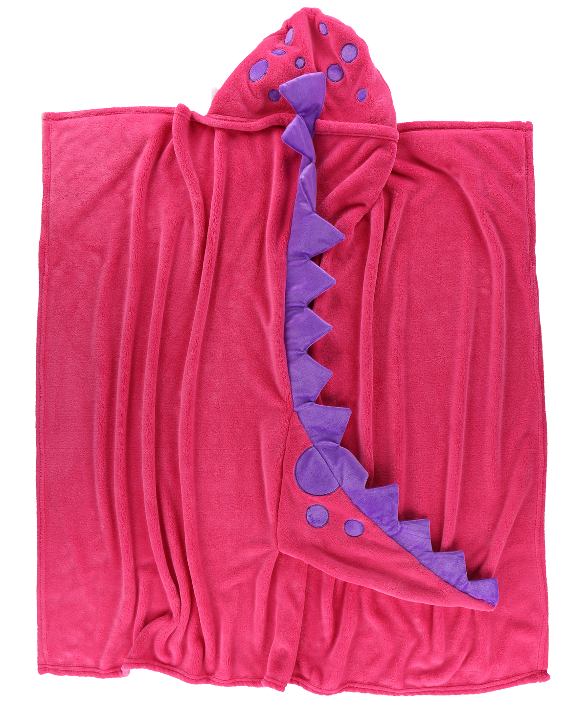 Wearable Hooded Fleece Blankets For Kids - Pink Dinosaur