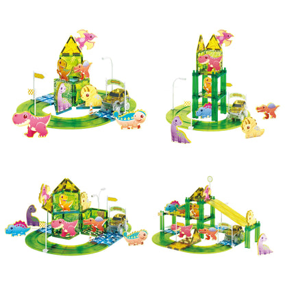 PicassoTiles 89pc Dinosaur Race Track Building Set