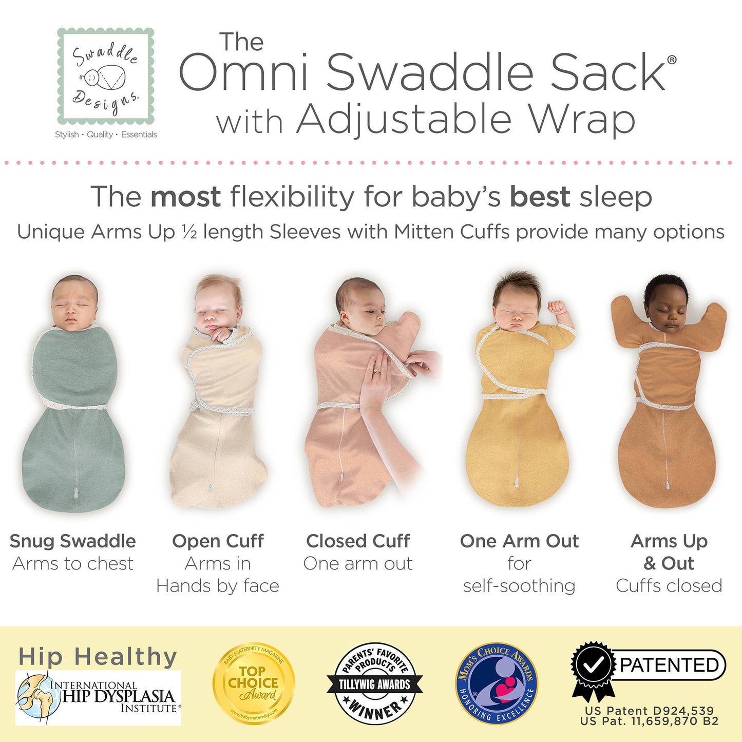 Omni Swaddle Sack, Heathered Denim, S, 6-14 lbs
