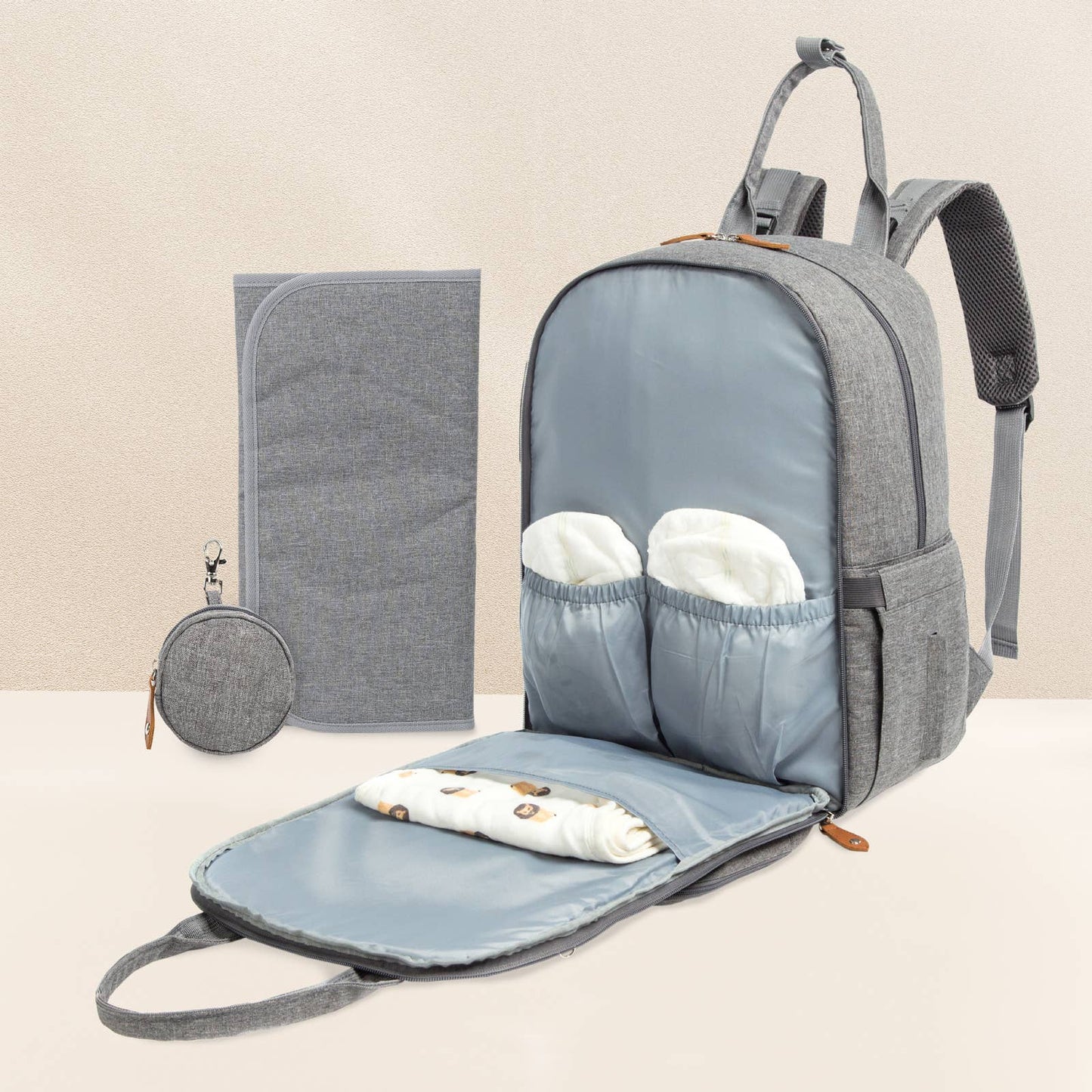 KeaBabies Rove Diaper Backpack (Classic Gray)