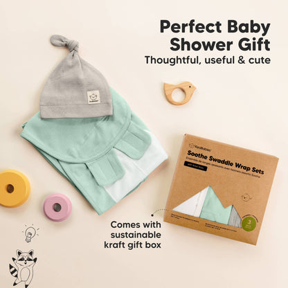 3-Pack Soothe Baby Swaddles 0-3 Months with Knot Hat