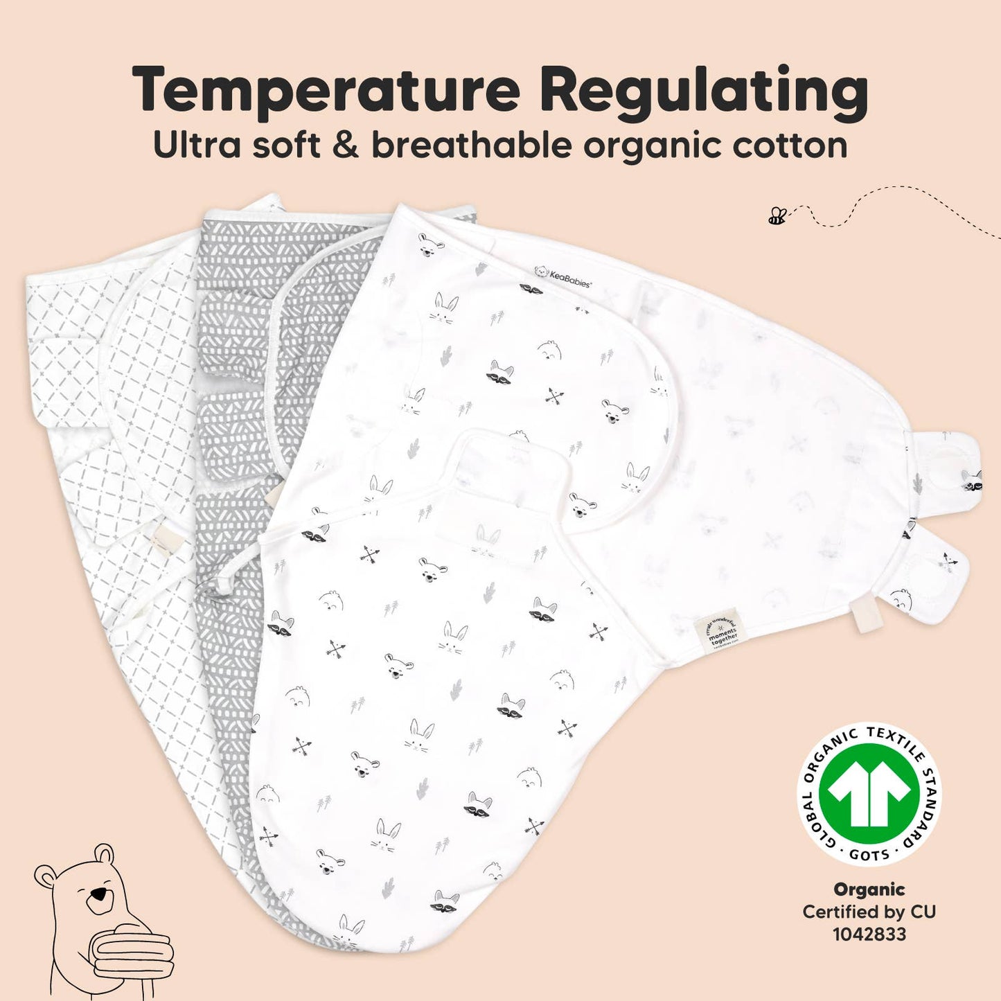 3pk Soothe Baby Swaddles Nordic, Sleep Sack for Newborns