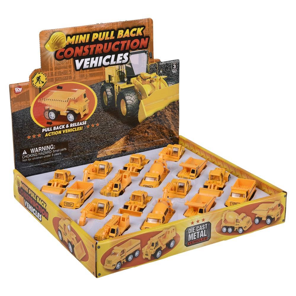 2.5" Mini Diecast Pull Back Construction Vehicle