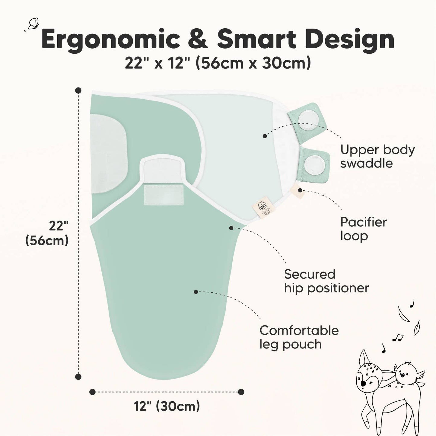 3pk Soothe Baby Swaddles Sage,0-3 Months, Sleep Sack for Newborns