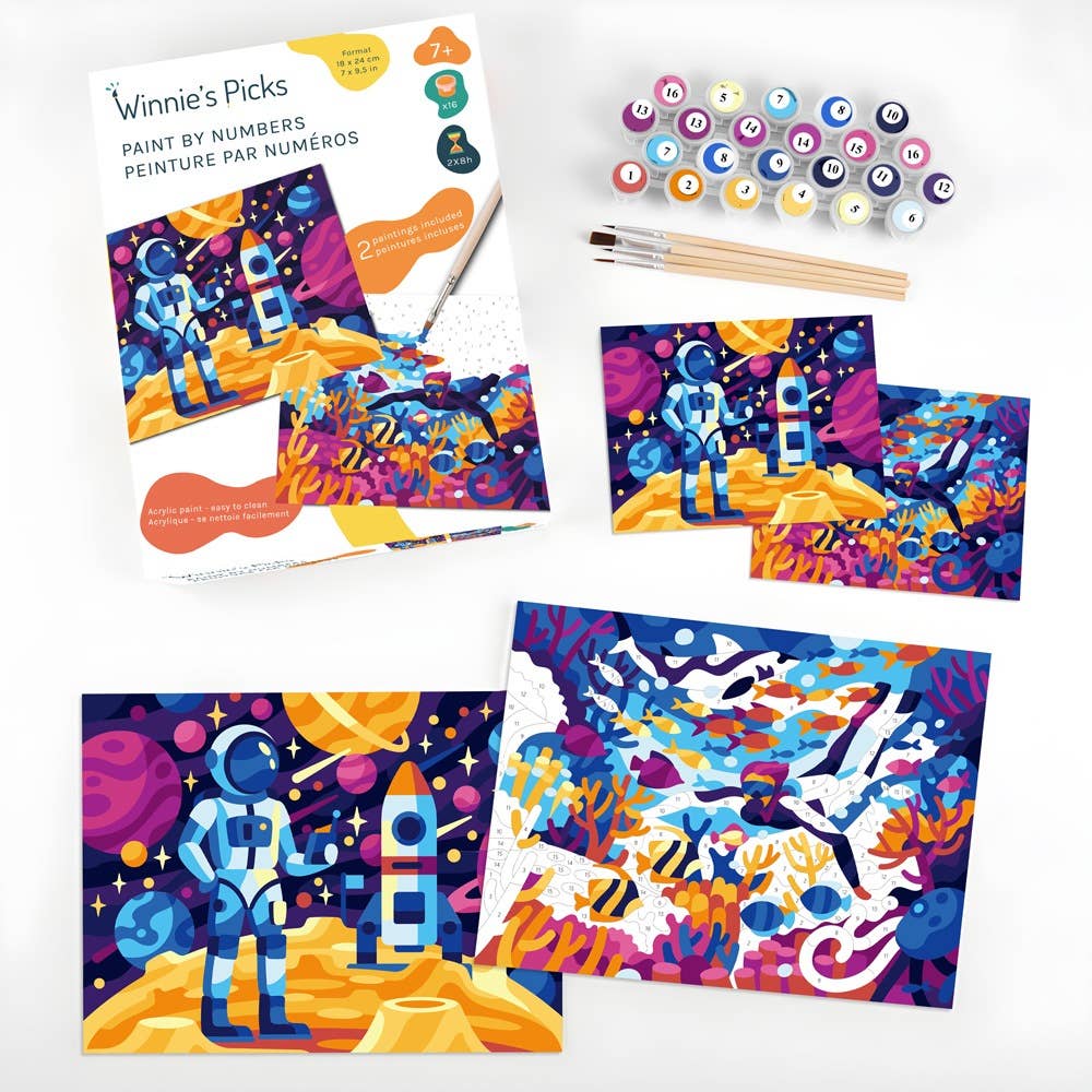 Astronaut and Maritime World - Kids winter craft - Paint by Numbers Kit