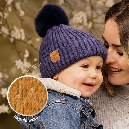 KeaBabies 2-Pack Pom Knitted Beanie: Fawn