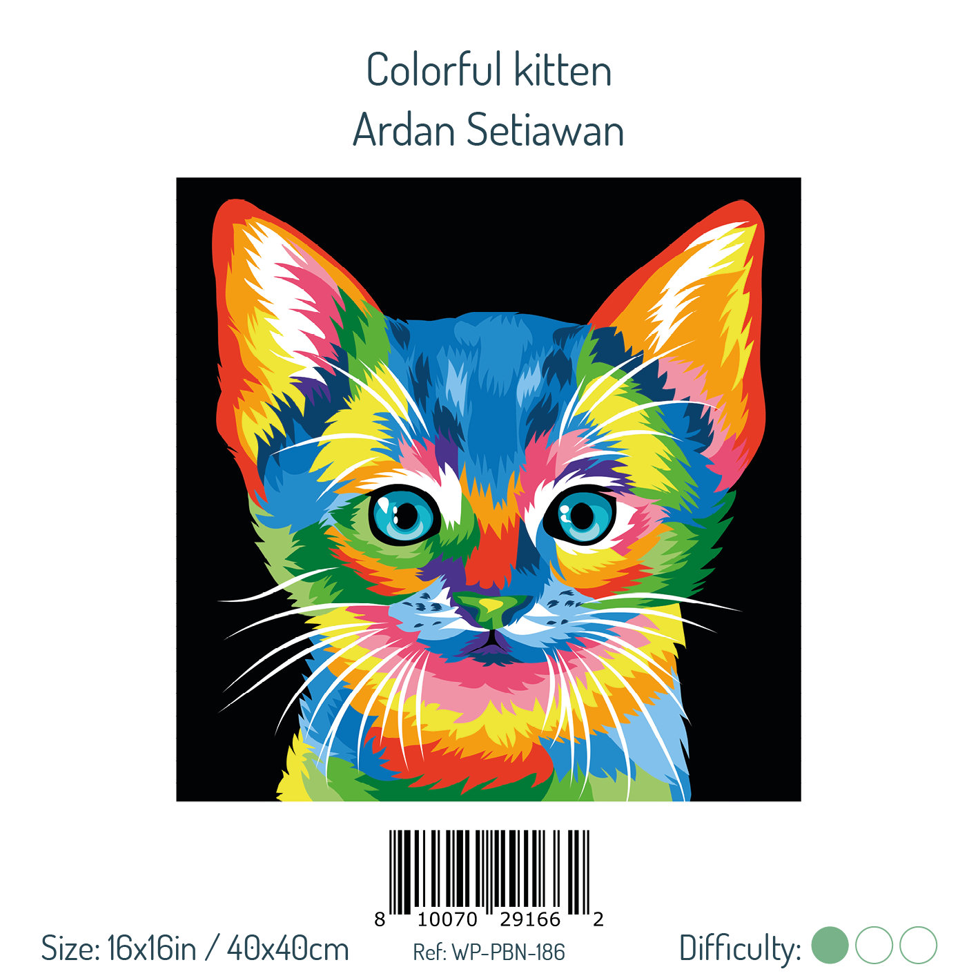 Colorful Kitten - Pop Art Wall Decor - Graduation Paint by Numbers Kit