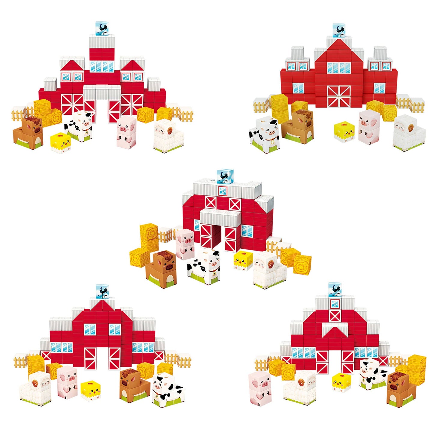 PicassoTiles 72pc Magnet Cube Farm House Theme PMC03