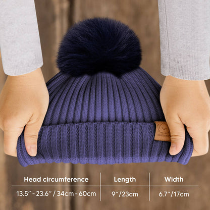 KeaBabies 2-Pack Pom Knitted Beanie: Fawn