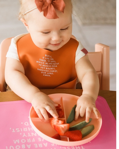 Catholic Meal Blessing Bib | BPA Free Bib | Gift For Baby