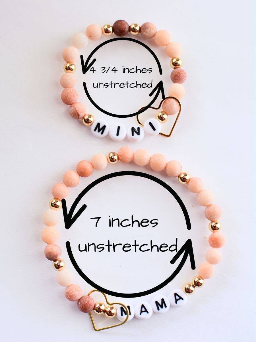 Mama and MINI Pink gold beaded stretch bracelet jewelry set