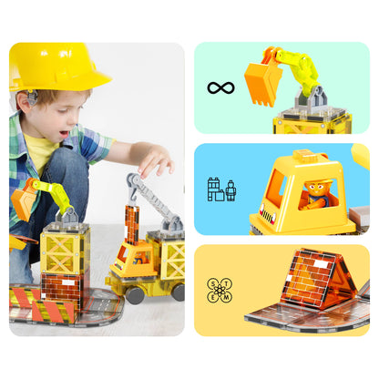 PicassoTiles 50pc Construction Magnetic Tile Building Set