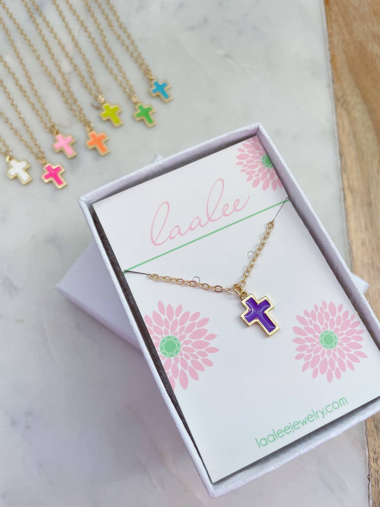 Colorful Cross Necklace, Kid Jewelry, Religious Gift