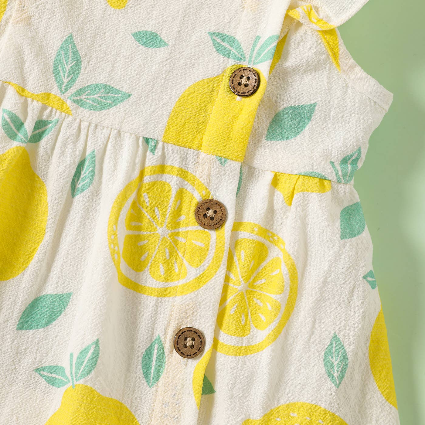 Baby Girl Gingham or Allover Lemon Button Dress