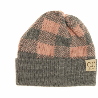 Baby Buffalo Plaid Cuff Beanie for Newborns