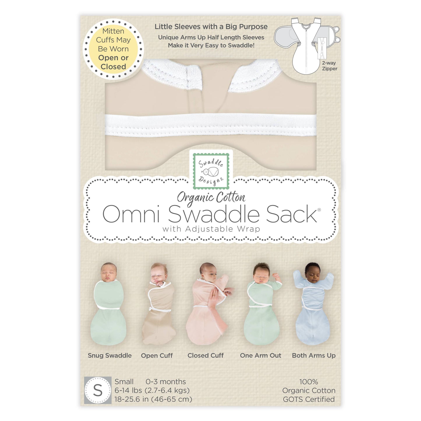Organic Omni Swaddle Sack, Sand Dollar