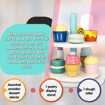 Leo & Friends 19-Piece Wooden Kid’s Bakery Play Set