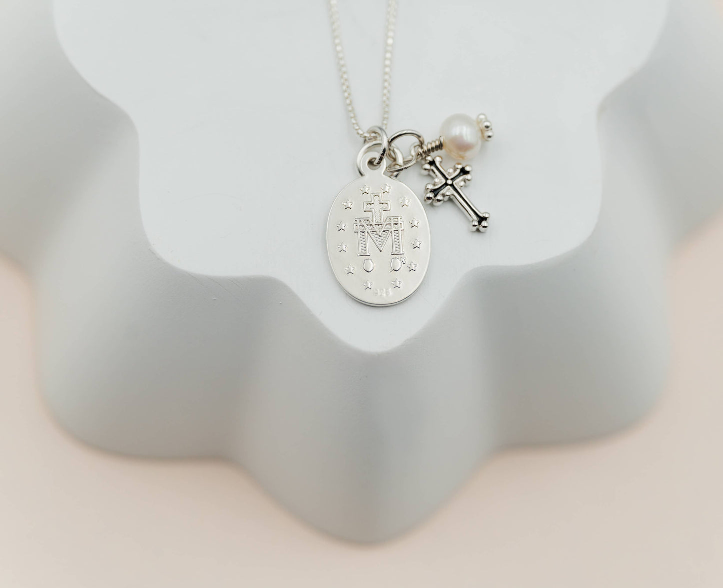 First Communion Miraculous Medal Necklace for Girls & Kids