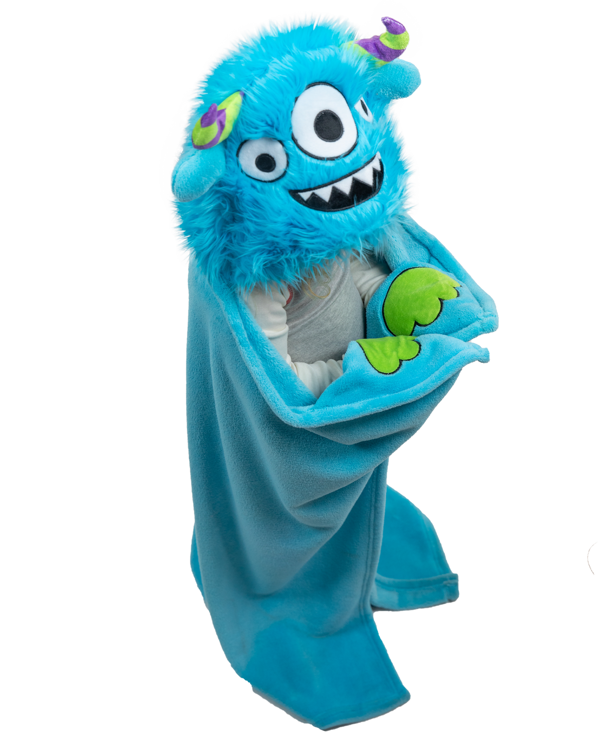 Wearable Hooded Fleece Blankets For Kids - Monster