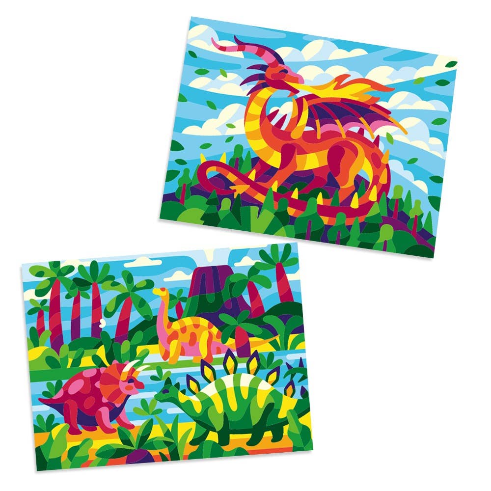 Dinosaurs and Dragon - Paint by Numbers Kit for kids toys - Sun craft for kids