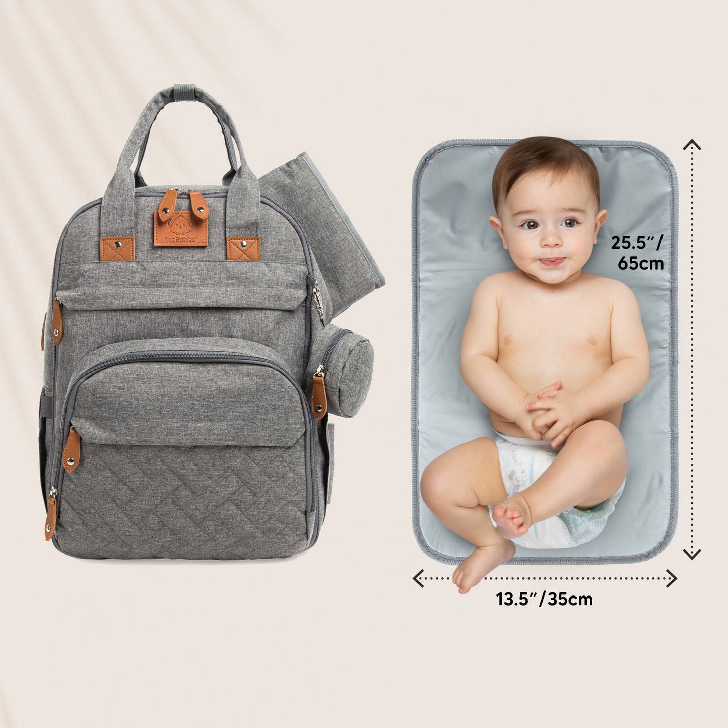 KeaBabies Rove Diaper Backpack (Classic Gray)