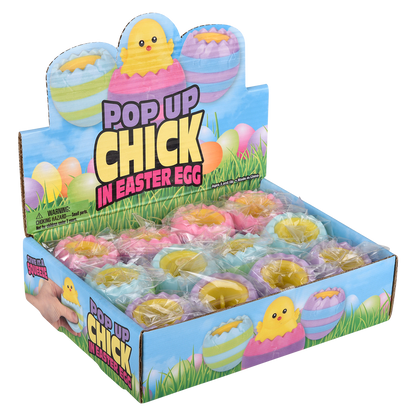 SQUEEZY POP UP HATCHING CHICK 3"     12/DISP