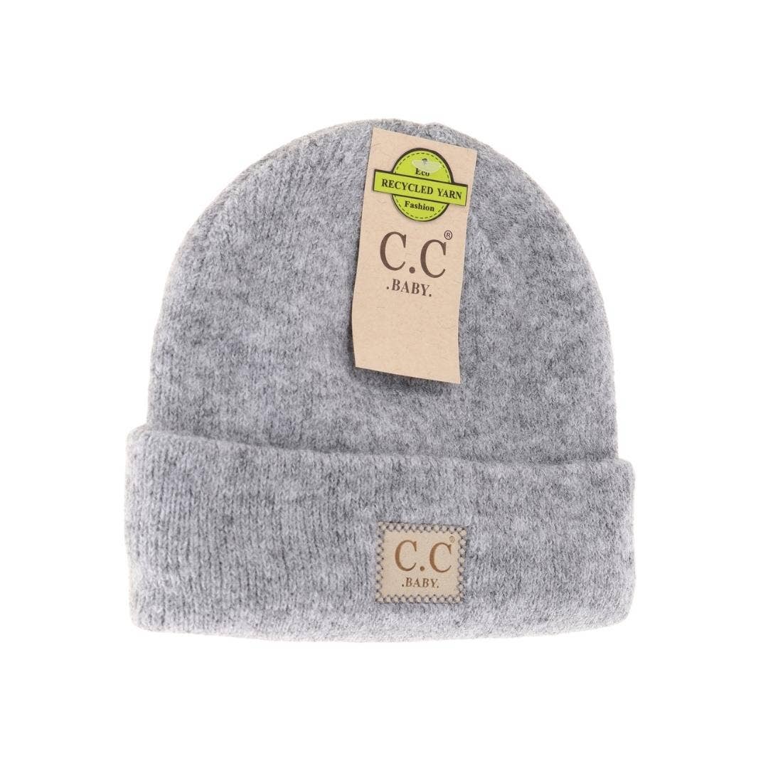 Soft Ribbed Leather Patch C.C. Newborn Knit Hat