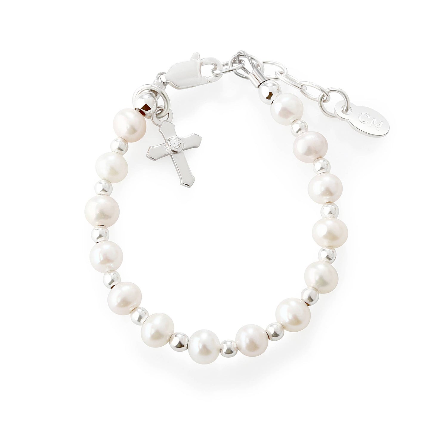 Girls Silver Baby Cross Bracelet Baptism & Communion Gift