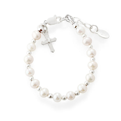 Girls Silver Baby Cross Bracelet Baptism & Communion Gift