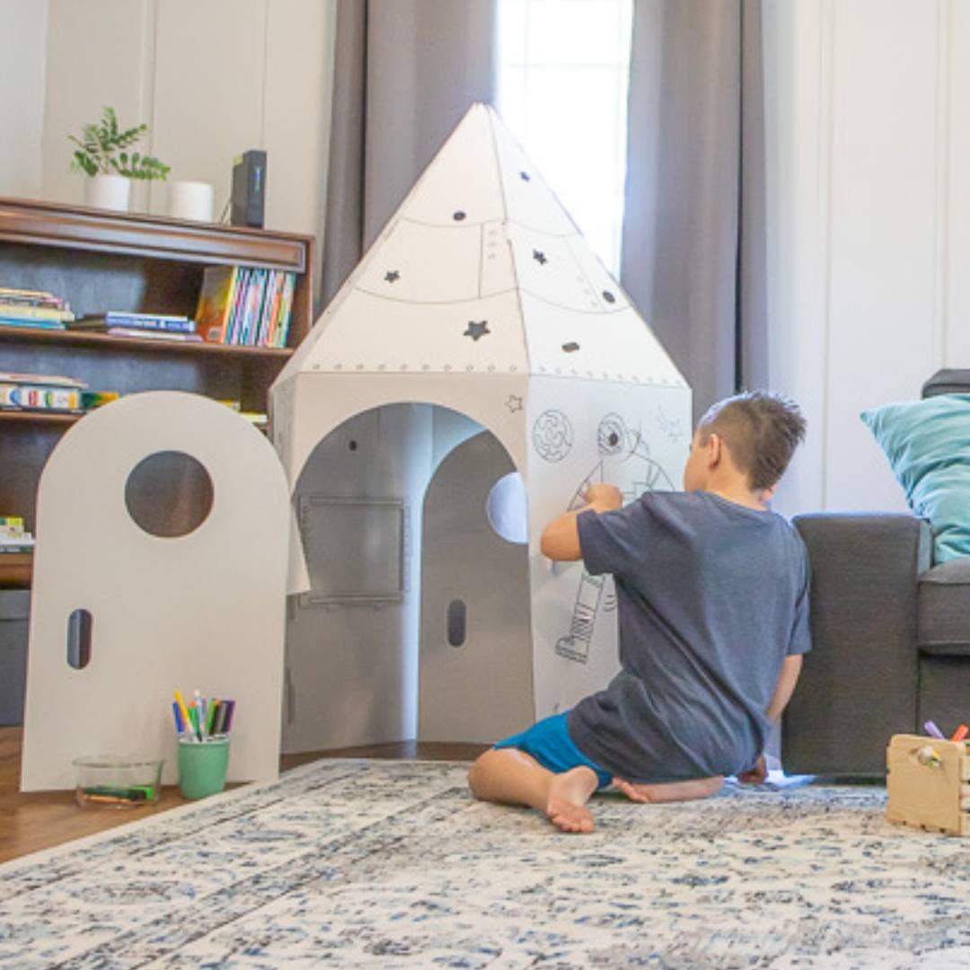 The Rocket Box Coloring Cardboard Playhouse Toy for Kids