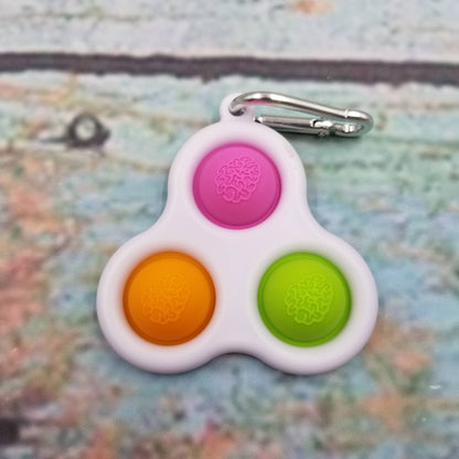Pop Triple Dimple Keychain Fidget Sensory Toy: Green-Blue-Pink